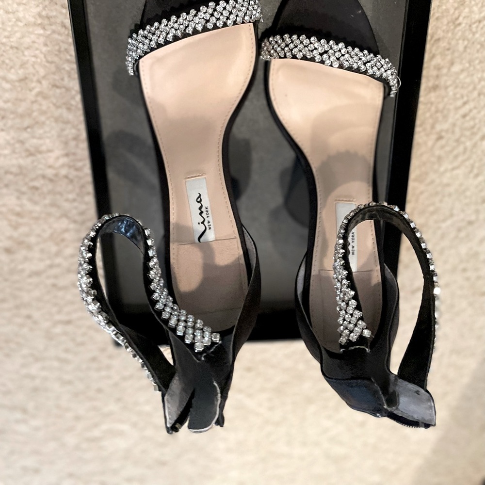 Black, ankle straps heels